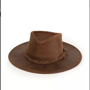 Minnetonka brown oiled leather outback hat boho western indie unisex XL